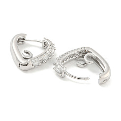 Латунные серьги-кольца из прозрачного кубического циркония EJEW-S228-11P