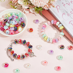 100 шт. УФ-покрытие радужных переливающихся акриловых европейских бусин MACR-PA0001-28