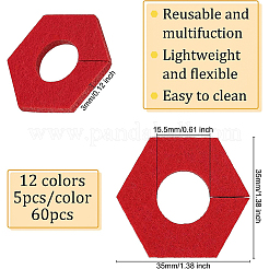 60 шт. 12-х цветные фетровые подвески для бокалов вина AJEW-BC0003-09