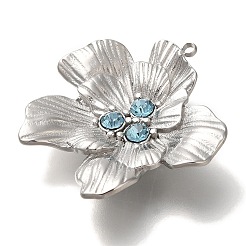 Подвески из нержавеющей стали 304 с аквамариновыми стразами STAS-P371-055P