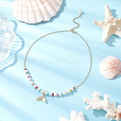 3 шт. 3 стиля ожерелья из круглых бусин из натурального кварца и ракушечного жемчуга NJEW-JN05302