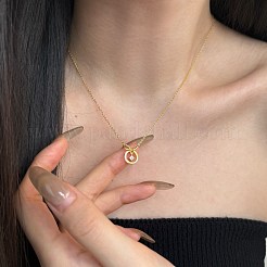 Круглое кольцо 925 стерлинговое серебро паве кубический цирконий кулон ожерелья для женщин NJEW-F338-01G