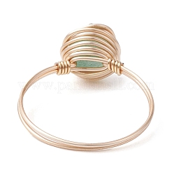 4 шт. 4 стиля круглых колец с натуральным зеленым авантюрином RJEW-TA00147