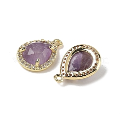 Подвески-капли из натурального аметиста с граненой каплей&nbsp;G-U028-02G-03