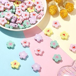 150шт 5 цвета окрашенные распылением деревянные бусины&nbsp;WOOD-CJ0001-81