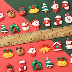 48шт 12 стиля рождественская тема непрозрачные подвески из смолы RESI-FS0001-73