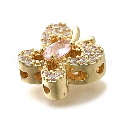 Латунные прозрачные и розовые кубические цирконии бабочка многорядные звенья&nbsp;KK-M316-14G