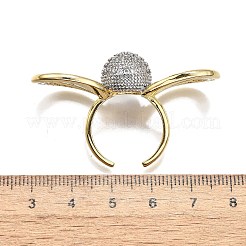 Латунные кольца-манжеты с микропаве и прозрачным цирконием для женщин RJEW-U051-01A-G