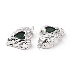 Латунные микро-паве зеленые кубические циркониевые подвески&nbsp;KK-E068-VC453