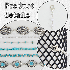 2 набор из 2 стилей синтетических бирюзовых бусин и пластиковых искусственных жемчужных бусин для шляпной цепочки AJEW-CN0004-03