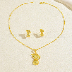 Комплекты из круглого латунного кулона и серег-гвоздиков для женщин&nbsp;SN1868