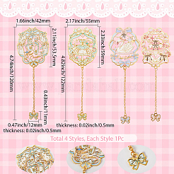 4 шт. 4 стиля закладок для книг из латуни и железа с эмалью AJEW-SP0002-24