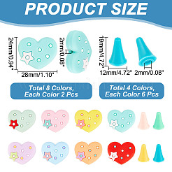 Силиконовые сердечки и синтетические резиновые конусы для спиц DIY-NB0010-18