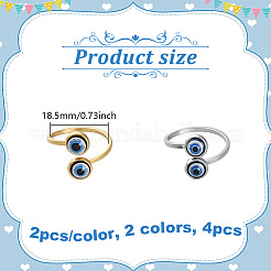 4 шт. 2-х цветные регулируемые манжеты из нержавеющей стали и смолы для женщин RJEW-GO0001-11