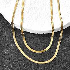 Ожерелья из двух цепочек с плоской цепочкой-змейкой из нержавеющей стали 304 NJEW-Q039-01G