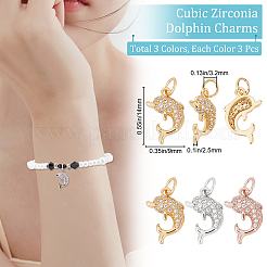 9шт 3 цвета латунные микро проложить кубический цирконий шармы ZIRC-BBC0001-34