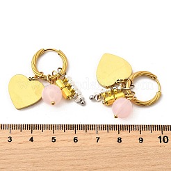 Серьги-кольца из нержавеющей стали 304 со стеклянными бусинами&nbsp;EJEW-D308-08PG