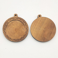 Деревянная подвеска кабошон настройки WOOD-WH0034-89A