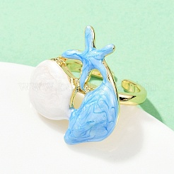 Латунные эмалевые регулируемые манжеты для женщин RJEW-G357-01H