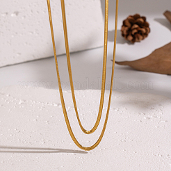 Минималистичные двухслойные ожерелья из плоской цепи-змейки из нержавеющей стали 304&nbsp;LG4254
