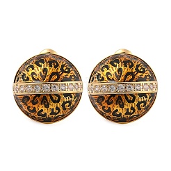 Латунные серьги-гвоздики с микропаве из кубических цирконий с леопардовым принтом EJEW-U055-13B-G