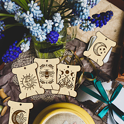 14 шт. 14 стильные фанерные доски для намотки резьбы WOOD-WH0060-06