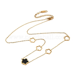 Ионное покрытие (ip) 304 нержавеющая сталь и пластик ожерелья с цветочным кулоном для женщин NJEW-P320-02G-03