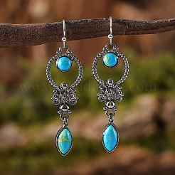 Серьги с подвесками из синтетического бирюзового сплава FS-WGD578F-01