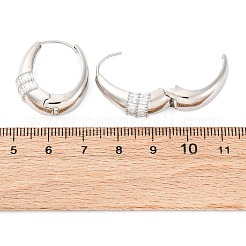 Овальные серьги-кольца из латуни с микропаве из прозрачных кубических цирконий&nbsp;EJEW-G425-03P