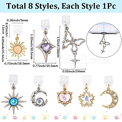 8 шт. пылезащитные заглушки для мобильных телефонов из сплава стекла «солнце&nbsp;HJEW-BM00005