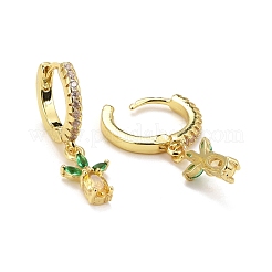 Серьги-кольца Huggie из латуни с микропаве из кубического циркония&nbsp;EJEW-F278-14G