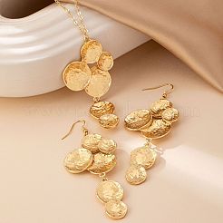 Ожерелья и серьги-подвески из сплава с плоским круглым кулоном-кисточкой для женщин FS-WGE7B1D-01