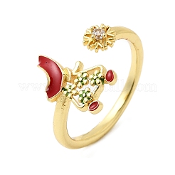 Манжеты из латуни с микро паве кубический цирконий для женщин RJEW-L336-01G-02