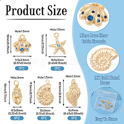 5 шт. 5 стиля латунных подвесок с микропаве из кубического циркония&nbsp;KK-TA0003-29