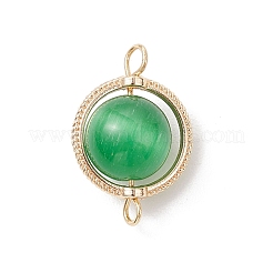 Латунные круглые подвески-соединители «кошачий глаз»&nbsp;PALLOY-JF04277