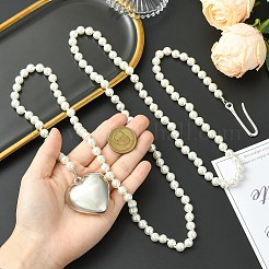 Металлические цепочки в форме сердца с круглыми бусинами из искусственного жемчуга&nbsp;ST-CJ0027-05