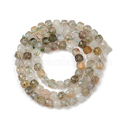 Нити бусин из натурального зеленого рутилированного кварца G-RM2025-C38-C