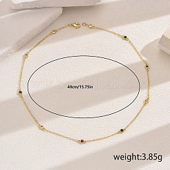 Элегантные полые латунные ожерелья с плоскими круглыми звеньями из кубического циркония&nbsp;ZP2718-2