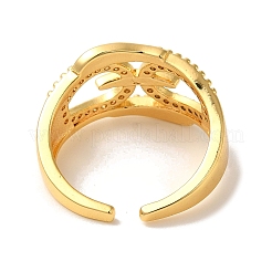 Кольца-манжеты из латуни с микро-паве и прозрачным циркониевым покрытием для женщин RJEW-G325-13D-G