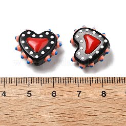 Запекаемые стеклянные бусины с рисунком в виде сердца&nbsp;LAMP-V001-07F