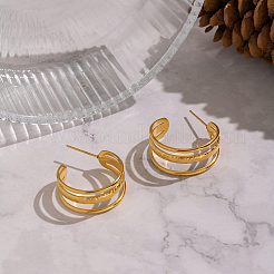 Минималистичные серьги-гвоздики в форме тройной буквы С из нержавеющей стали 304.&nbsp;FG8025