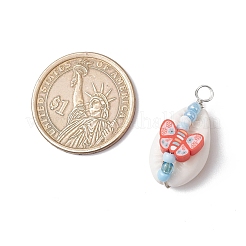 Подвески из натуральной ракушки каури и полимерной глины ручной работы&nbsp;PALLOY-JF03818-02