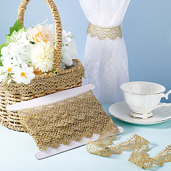 5 ярд ленты из металлической пряжи с цветочной кружевной отделкой SRIB-HY0001-07A