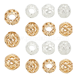 60 шт. двухцветные долговечные полые латунные бусины с покрытием&nbsp;KK-PH0003-24