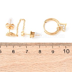 Комплекты из серег-гвоздиков и колец из нержавеющей стали 304 EJEW-K268-93G-01-1