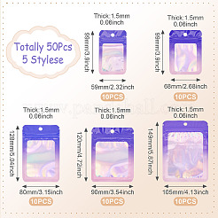 50 шт. 5 стиля прямоугольные блестящие голографические ПВХ пакеты с застежкой-молнией ABAG-TA0001-88