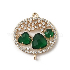 Подвески-коннекторы из латуни с микропаве из прозрачного кубического циркония и стекла в форме овала KK-I276-31G-A