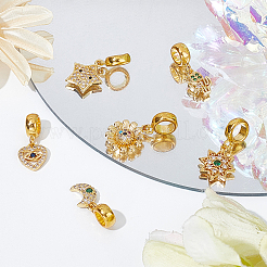 6 шт. 6 стильные латунные фианиты европейские подвески с подвесками KK-BBC0001-92