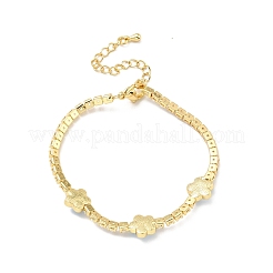 Браслет с эмалевым звеном в виде цветка с дурным глазом и теннисными цепочками из прозрачного кубического циркония BJEW-G650-03G