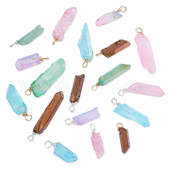 2 комплект подвесок из натурального кварцевого кристалла с гальваническим покрытием 2 цветов&nbsp;G-GA0001-73